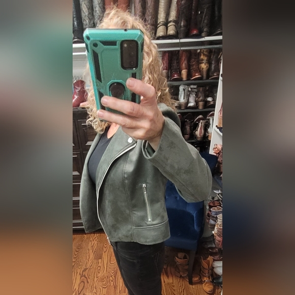 BB Dakota by Steve Madden Ladies Suede Moto Jacket Olive - Picture 2 of 10